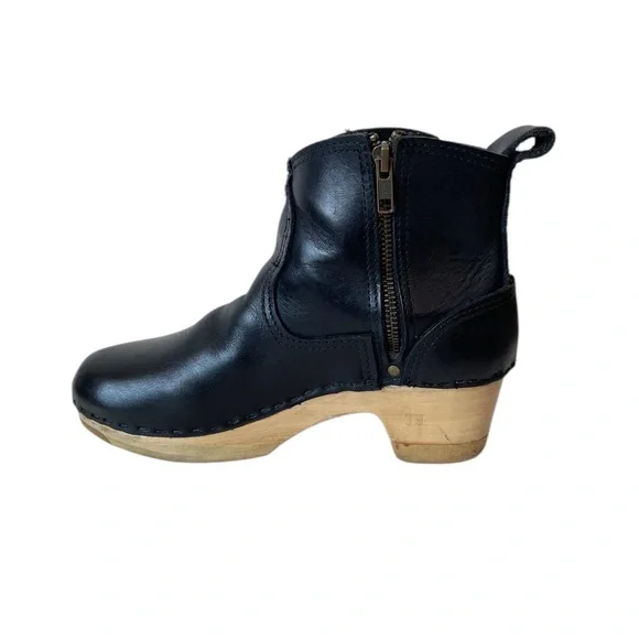 No. 6 black leather clog ankle boots - Picture 9 of 14